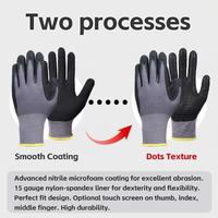 Gants de travail en nylon et spandex 15G, enduits de nitrile NBR micro-mousse, pour l'assemblage automobile de précision