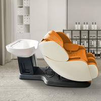 Chaise de shampooing de salon de beauté entièrement automatique haut de gamme, salon de coiffure, lavabo en céramique, massage robotique 3D, matériau en cuir