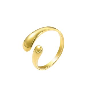 Anéis de Promessa de Casamento Femininos em Forma de Gota, Simples e Elegantes, em Aço Inoxidável com Revestimento em Ouro 18K/Prata - Product Image 2