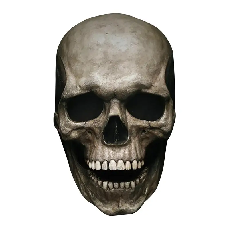 Manlecy Full Head Skull Mask Halloween Party Costume Props Realistic Scary Skull Mask with Movable Jaw 
