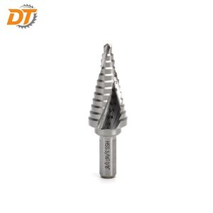 Broca escalonada <span class=keywords><strong>de</strong></span> metal HSS DT con estría espiral y vástago <span class=keywords><strong>de</strong></span> 3 planas, <span class=keywords><strong>de</strong></span> 3/16 a 7/8 pulgadas, broca imperial HSS - Product Image 1