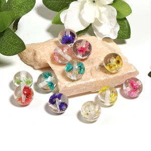 Cuentas Redondas de Resina con Flores Secas Naturales y Lámina Dorada Transparente, Accesorios Decorativos para Correas de Teléfono y Llaveros, Cuentas Sueltas - Product Image 4