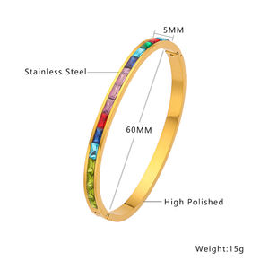 XIXI Joyas Para <span class=keywords><strong>Nujer</strong></span> impermeable colorido circón mujeres acero inoxidable 18K chapado en oro personalizado joyería de moda pulseras brazalete - Product Image 6