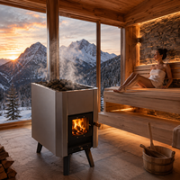 Pemanas Sauna Kayu Bakar Warmfire dengan Sistem Pengisian Eksternal 6KW, Baja Tahan Karat 304 dengan Kit Cerobong Asap untuk Sauna Barel Luar Ruangan
