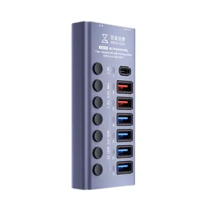 Qianli Mega-idea K367H Hub USB d'extension à 7 ports avec le commutateur correspondant et l'affichage P605S 60W PD 5 ports Charge rapide