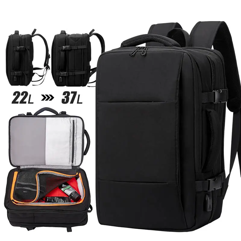 กระเป๋าเป้เดินทางใส่แล็ปท็อปสำหรับผู้ชาย,ความจุสูงมัลติฟังก์ชันกันน้ำได้พร้อมพอร์ตชาร์จ USB