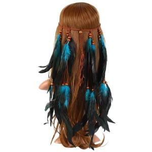 Serre-tête bohème à plumes, <span class=keywords><strong>coiffe</strong></span> hippie, accessoire de tête style gypsy indien, accessoires de cheveux bohèmes pour femmes - Product Image 5