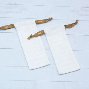 Custom Long Bags <b>Drawstring</b> Necklace Dust Bag Luxury White Cotton Gift <b>Pouch</b> - Product Image 2