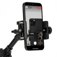 Support de téléphone et tablette à pince avec interface 1/4 de pouce et tuyau flexible pour photographie et diffusion en direct