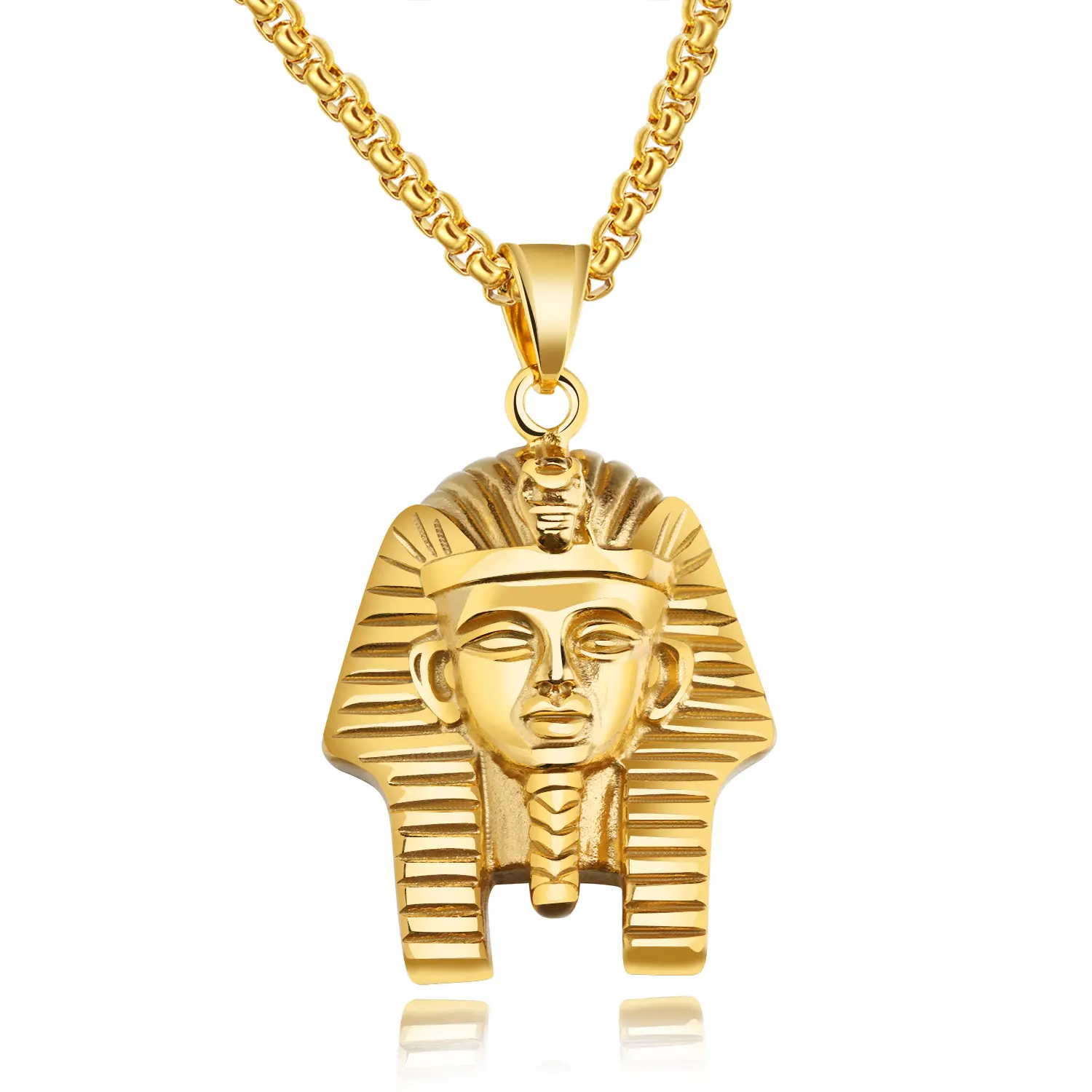 Heren Rvs 18K Vergulde Egypte Toetanchamon Ketting Gold Egyptische Farao Hanger Ketting Voor Religieuze Sieraden