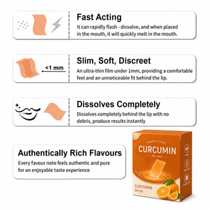 Bandes Dissolvables de Vitamines pour la Santé des Articulations à Base d'Extrait de Curcumine en Film Oral Fin, Marque Privée OEM Personnalisée - Product Image 1