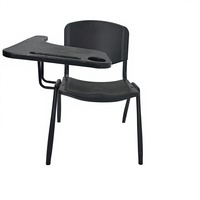 Chaise de formation empilable avec grande tablette d'écriture, structure en acier en forme de cœur, chaise de conférence en plastique PP