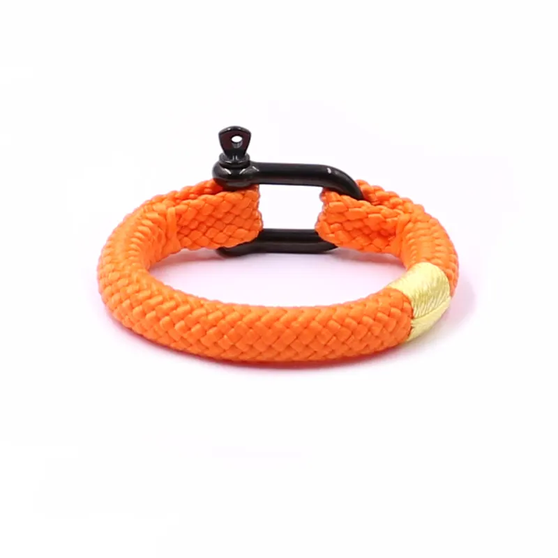 Newest Design Handmade MenのBracelet Woven Colorful Leather Rope Elastic Stainless Steel U Shackle Bracelet