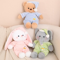 Boneka Hewan Lucu Bahan Plush Lembut dan Empuk, Mainan Teman Beruang Kelinci Babi Gajah, Boneka Plush untuk Anak-anak, Hadiah untuk Tidur