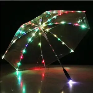 창조적 인 비 우산 직선 손전등 어린이 선물 투명 투명 Led 우산 투명
