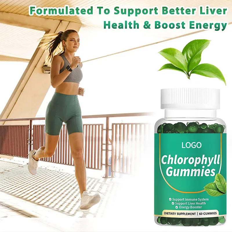 OEM özel etiket klorofil Gummies bağışıklık ve karaciğer sağlık enerji güçlendirici klorofil Gummies destek