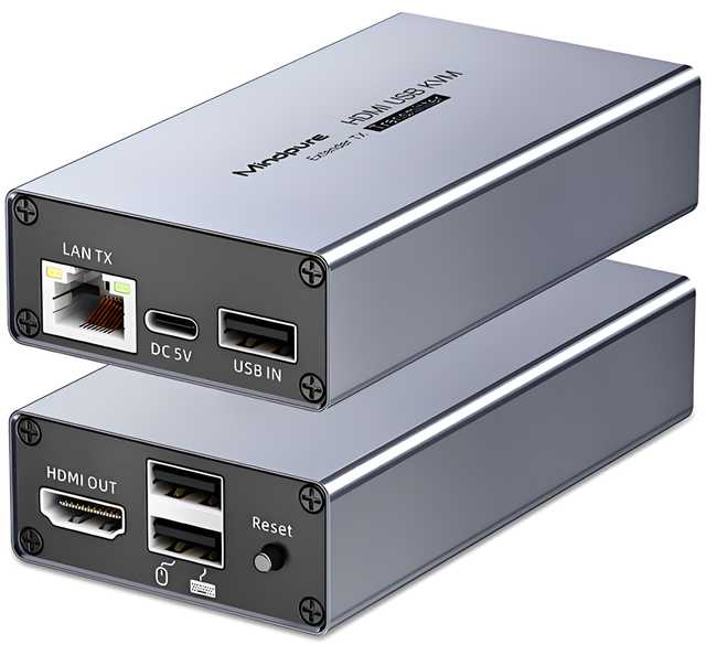 Mindpure 150m HDMI KVM Extender with Loop-out 1080P 60Hz Over Single Cat5e Cat6 Cable USB Mouse Keyboard Control for PC Server
