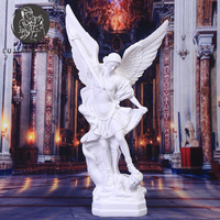 12 pouces blanc Saint Michael Statue résine ange Sculpture décoration pur blanc Saint Michael sur Base Figurine cadeau religieux