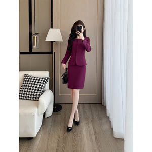 Women's White Suit Set Slim Fit Midi Skirt Office Lady Professional Two Piece Spring Autumn Anti Wrinkle Worsted Fabric - Product Image 3