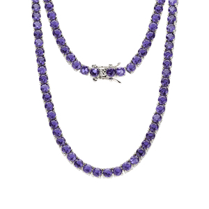 Collar DE TENIS Hip Hop para mujer, collar de cadena de tenis de piedra de circonita cúbica púrpura elegante de 4mm, joyería femenina de moda - Product Image 1