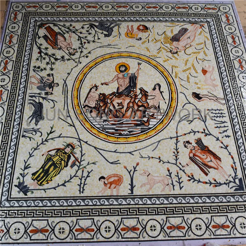 Dj MHP-MY04 poseidon tapete mosaico, grego myth artesanal, vidro, mosaico, telhas