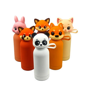 Taza de regreso a la escuela aislada al vacío de animales de dibujos animados para niños de acero inoxidable - Product Image 2