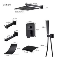 Ensemble de douche mural noir mat 10 pouces certifié CE, fabriqué en Chine, avec douchette à main et robinet de raccordement, vente en gros