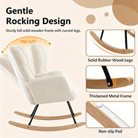 Fauteuil à bascule de luxe moderne de style nordique en tissu bouclé blanc doux, inclinable à 15 degrés, pour salon, balcon ou chambre à coucher