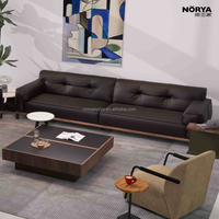 Ensemble de canapés en cuir en forme de L convertible moderne NORYA avec design sectionnel rembourré en éponge pour appartement, hôtel, salon