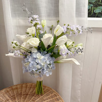 Fleurs artificielles de mariage faites à la main, réalistes, douces, style Ins, fraîches et chics, blanches, bleues, violettes, style coréen, légères, pour le voyage