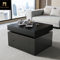 Table basse carrée en pierre frittée noire et blanche de luxe italienne pour salon, ensemble de tables gigognes de haute qualité