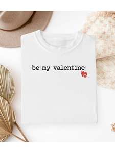 T-shirt Be My Valentine da donna, casual, vestibilità ampia, girocollo, manica corta, stampa a cuore, 100% cotone jersey, primavera estate - Product Image 1