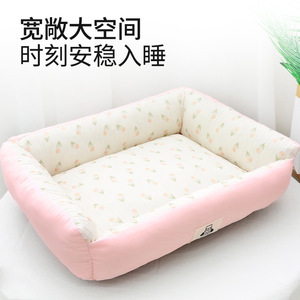 Pet Dog <b>Bed</b> Rectangle Pink Checkered Soft Polyester Fiber Fill Comfortable For Small Medium Dogs Corgi French Bulldog - Product Image 4