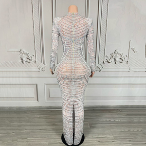 Abito da Sposa Novance Y3710 da <span class=keywords><strong>Donna</strong></span>, Stile Designer, a Maniche Lunghe, con Applicazioni di Perline, Antistatico, per Serate ed Eventi Speciali - Product Image 2