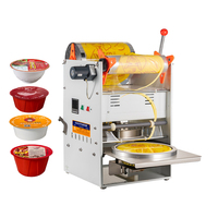 Machine à sceller manuelle pour bol en plastique Machine à sceller manuel pour bol en papier Emballeur de boîtes de nourriture à emporter pour rouleau Machine d'emballage de film pour soupe de nouilles