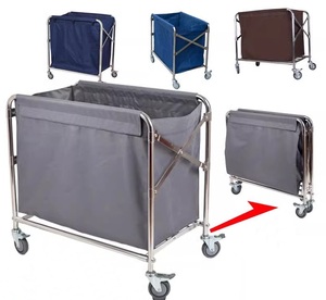 Chariot se pliant commercial de grande taille de chariot à linge de nettoyage d'hôtel - Product Image 4
