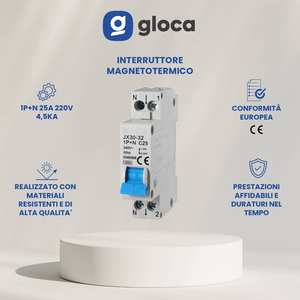 Interruttore Automatico Miniaturizzato Gloca JX30-32 1P+N C25 240V 50Hz 4500A Montaggio su Guida DIN per Uso Domestico - Product Image 2