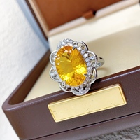 Bague personnalisée en argent sterling 925 avec citrine naturelle, pierre de naissance de novembre, bijoux fins pour femmes, bague ovale avec pierre précieuse, vente en gros