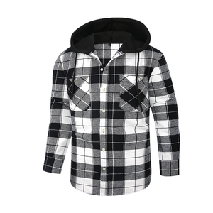 <span class=keywords><strong>Camicia</strong></span> <span class=keywords><strong>Giacca</strong></span> Casual da Uomo di Tendenza di Alta Gamma 2025 Antirughe Versatile a Maniche Lunghe con Cappuccio in Flanella a Quadri - Product Image 2