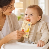 Pochette souple Goodluck pour aliments pour bébés avec bec verseur central et bouchon à vis large, en PET/AL/PE, couleur et logo personnalisables pour l'emballage