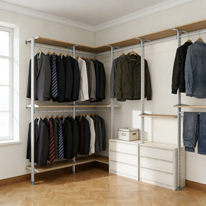 Porte-vêtements simple pour hommes et femmes, à fixer au mur ou au sol, en aluminium, avec un <span class=keywords><strong>design</strong></span> moderne pour le salon - Product Image 2