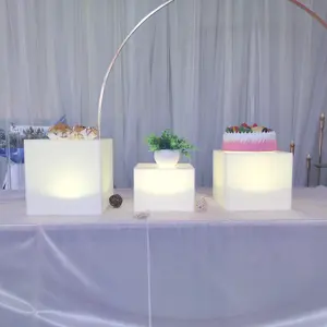 亚克力方形遥控变色发光二极管立方体蛋糕架餐桌中心自助餐餐饮展示架
