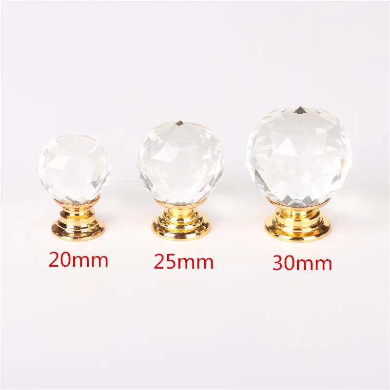 40mm prism transparent inlaid diamond crystal glass ball furniture handle transparent crystal ball drawer handle crystal handle