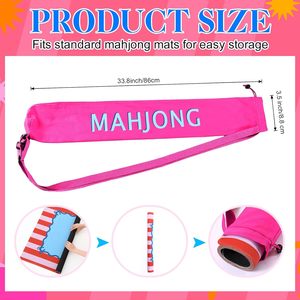 34 Inch Long Mahjong <b>Mat</b> Bag Cute Double Strapped Canvas Drawstring Mahjong Holder Lightweight Outdoor Carrying Bag - Product Image 2