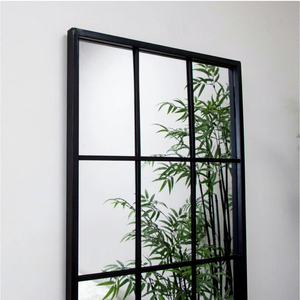 Luxury Handmade Modern Extra Large Rectangle <strong>Black</strong> Metal Framed <strong>Window</strong> Style Glass Wall <strong>Mirror</strong> - Product Image 2