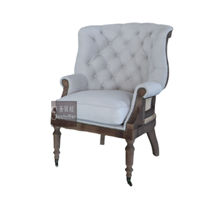 <span class=keywords><strong>Chesterfield</strong></span> Europese Klassieke Vintage Woonkamer Stoel Stoel Stof Linnen Onafgewerkt Rustieke Houten <span class=keywords><strong>Wingback</strong></span> Stoel - Product Image 2