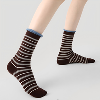 Chaussettes de sport personnalisables respirantes en coton peigné pour l'hiver, chaussettes mi-mollet rayées pour hommes et femmes, avec logo personnalisé