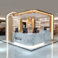 Design d'intérieur de magasin pour salon de beauté, mobilier en bois de style moderne, kiosque commercial, présentoir de soins de la peau, étagère