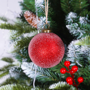 Gran oferta, Bola de 6cm y 8cm, adornos colgantes de árbol de Navidad para decoración navideña, bolas de Navidad Rojas esmeriladas texturizadas - Product Image 4