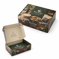 Boîte d'expédition en carton ondulé personnalisée pour abonnement café et snacks, emballage d'expédition e-commerce imprimé en couleur avec logo
